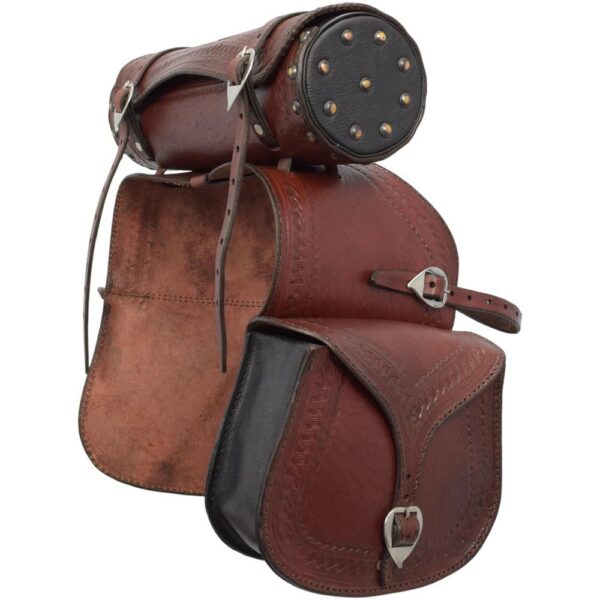 Leather Pannier and Drink Holder Set